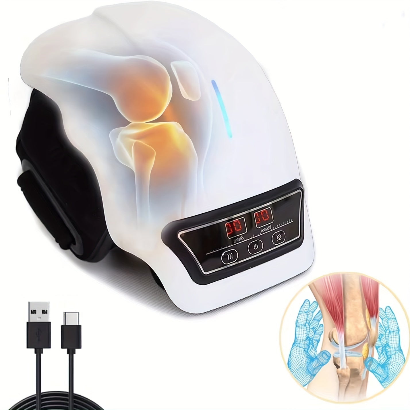 Rechargeable Knee Massager with Adjustable Temperature - White-2