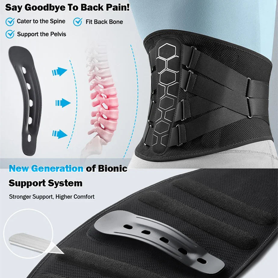 NNEOBA Back Brace for Lower Back Pain Relief with Pulley System Black, XL-3