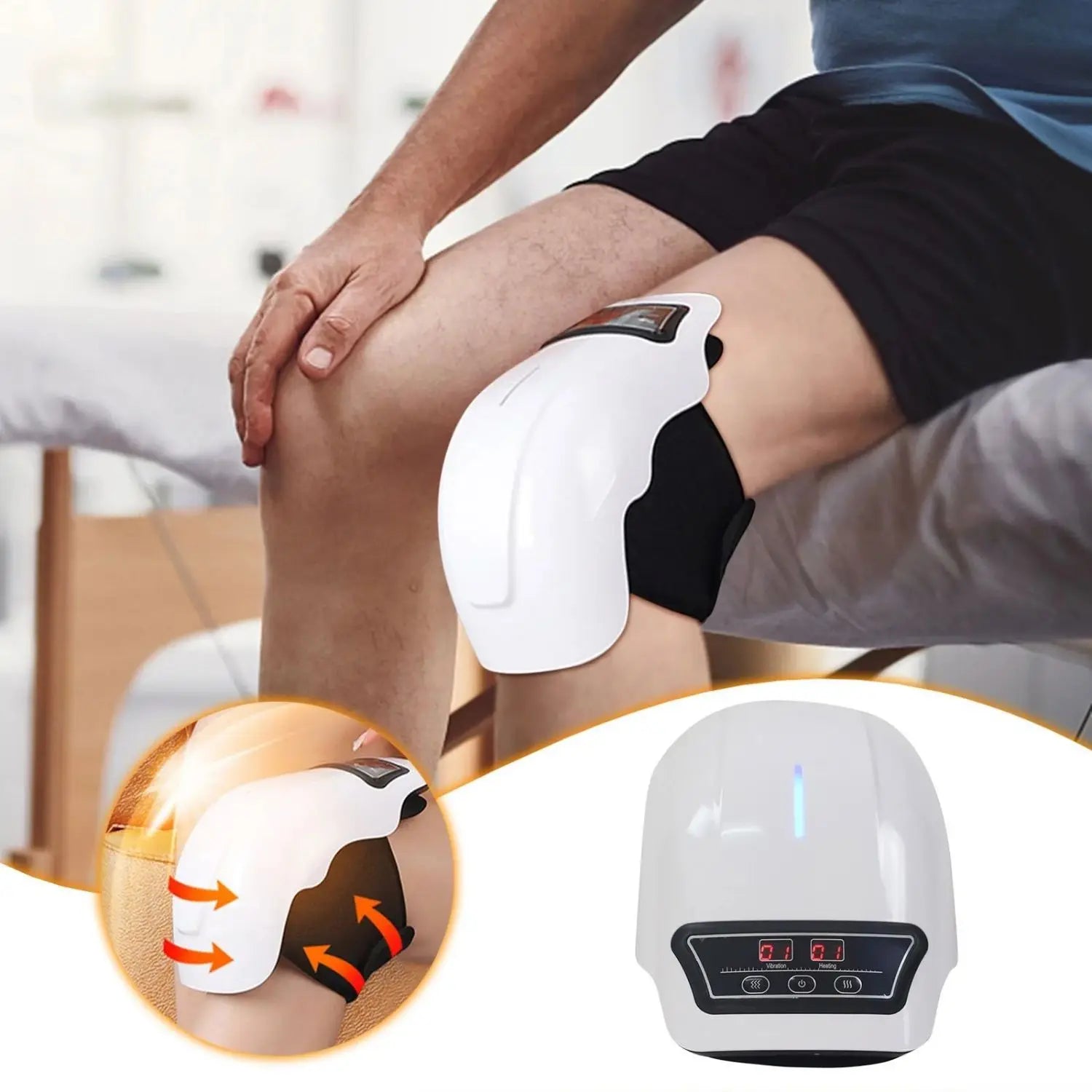 NNEOBA Wireless Heated Knee Massager – Electric Heating Massage Knee Pad White-3