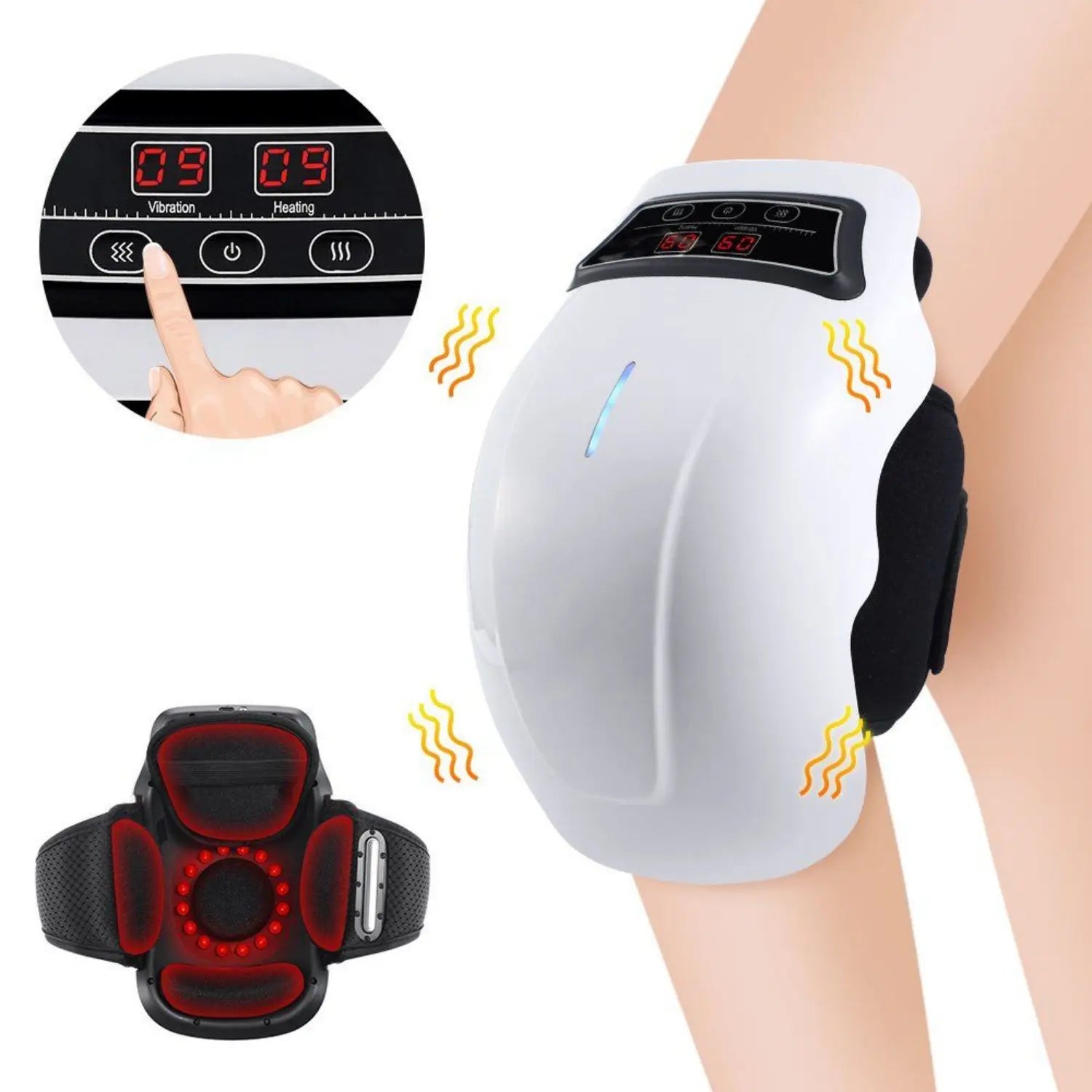 NNEOBA Wireless Heated Knee Massager – Electric Heating Massage Knee Pad White-1