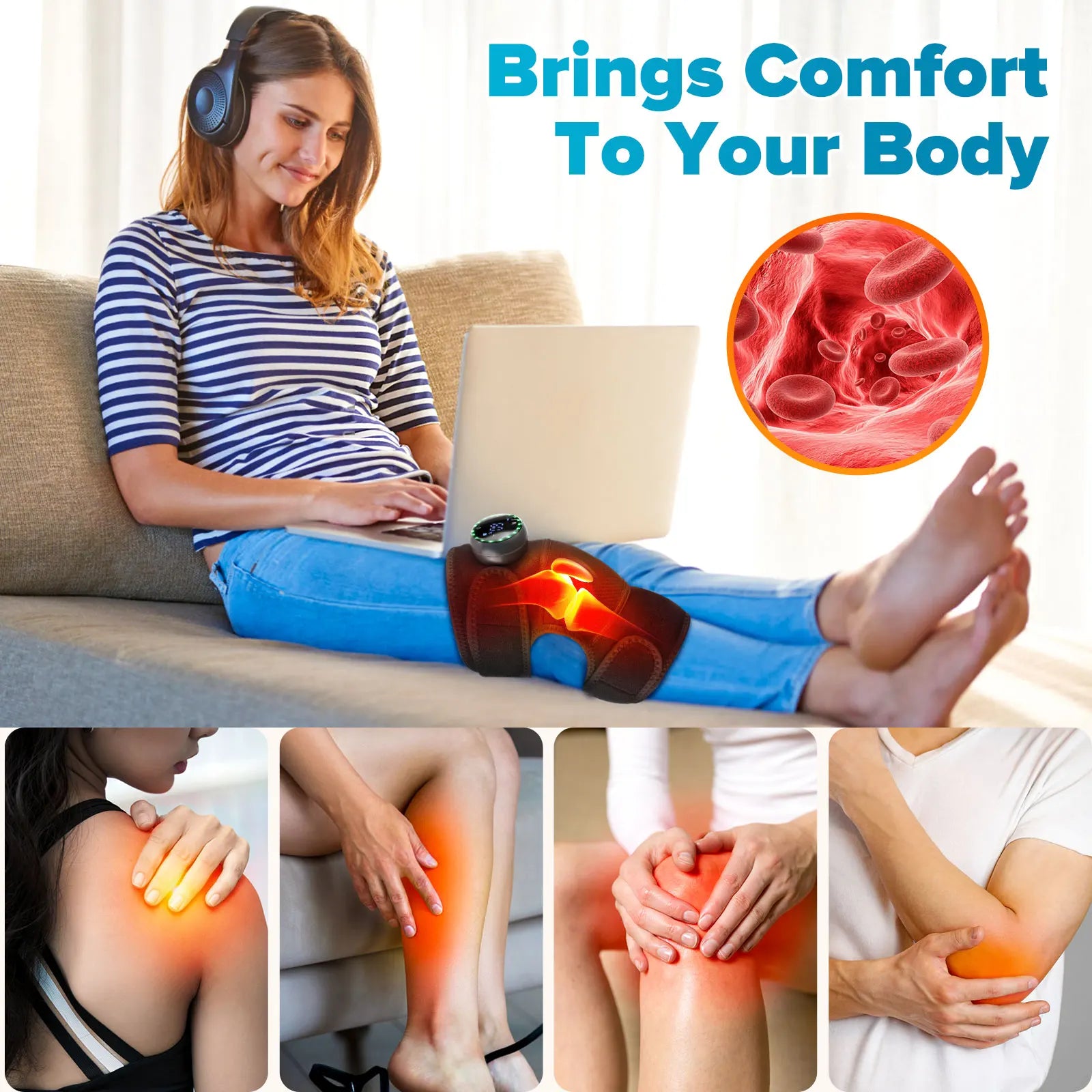 NNEOBA  2PCS Heating Knee Shoulder Elbow Massager-2