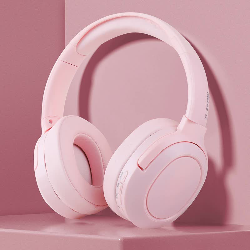 NNEDSZ Pink Wireless Noise-Cancelling Over-Ear Headphones - Bluetooth 5.0, Long Battery Life-0