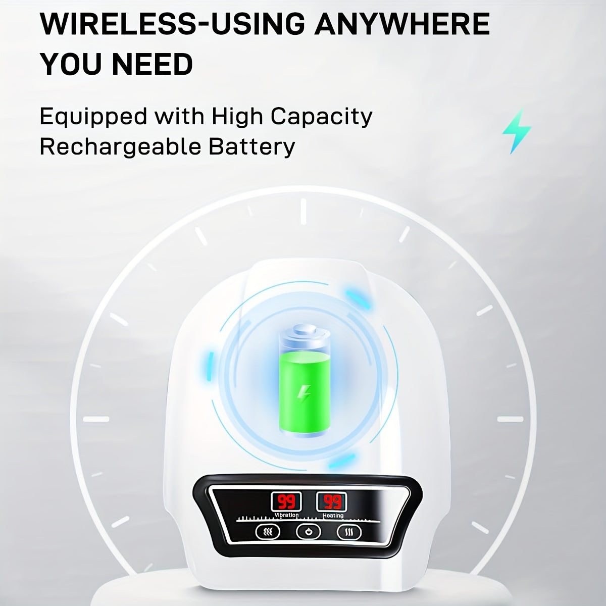 Rechargeable Knee Massager with Adjustable Temperature - White-4